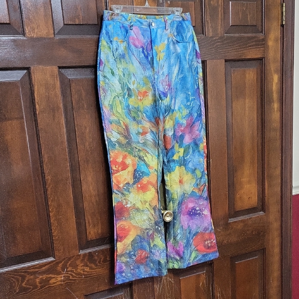 Harper & Lane Colorful Floral Wide-Leg Pants